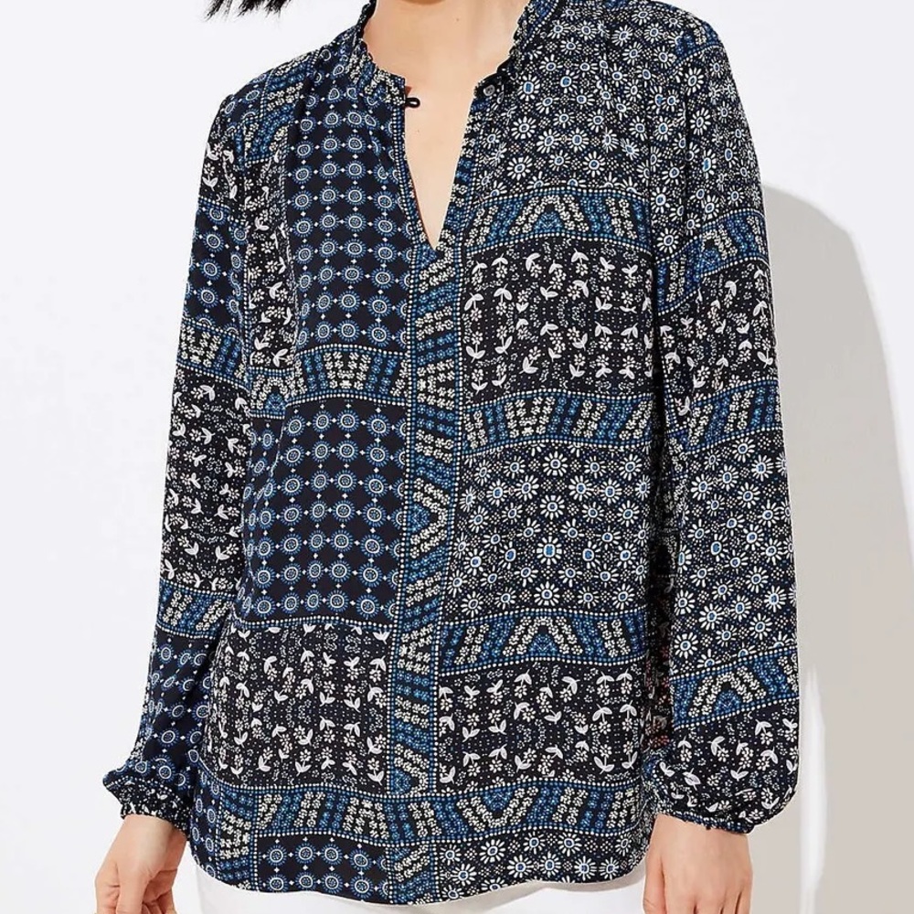 Loft Patchwork Back Peplum Blouse - image 1